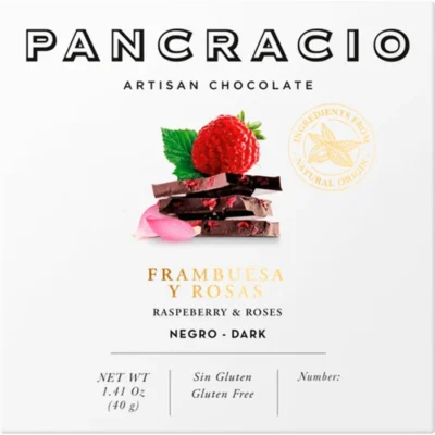 Chocolate Negro con Frambuesas y Rosas | Pancracio